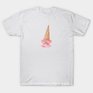 Funny cartoon ice cream cone melting on the ground T-Shirt